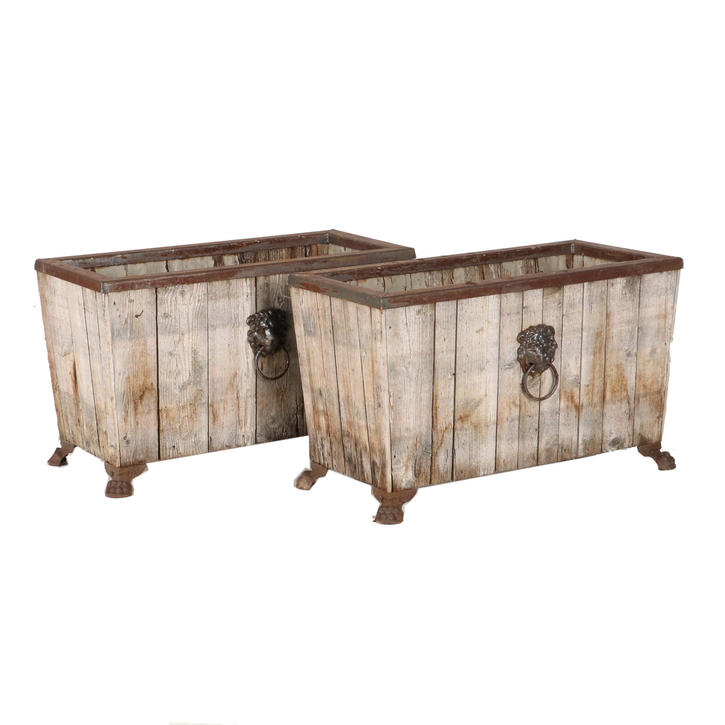 Restoration Hardware "Leo" Salvaged Wood Planters