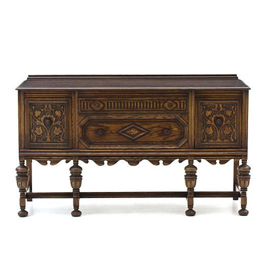 Vintage Jacobean Style Oak Sideboard by Bernhardt Furniture