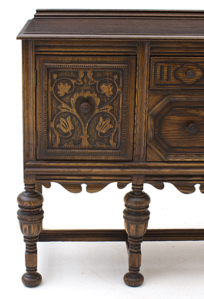 Vintage Jacobean Style Oak Sideboard by Bernhardt Furniture