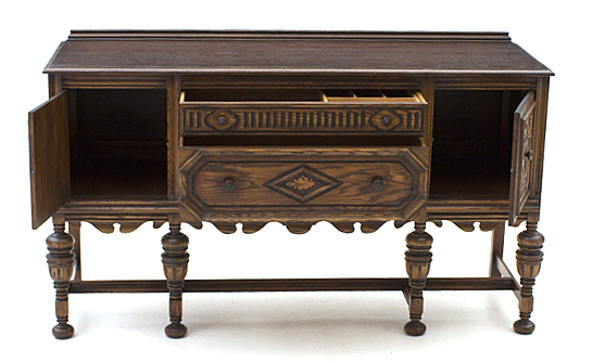 Vintage Jacobean Style Oak Sideboard by Bernhardt Furniture