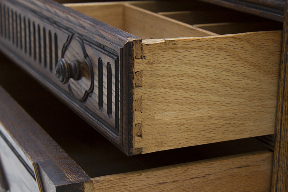 Vintage Jacobean Style Oak Sideboard by Bernhardt Furniture