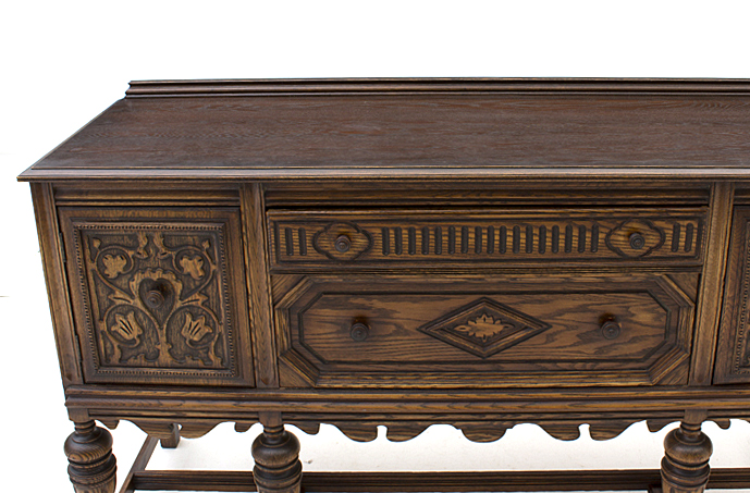Vintage Jacobean Style Oak Sideboard by Bernhardt Furniture