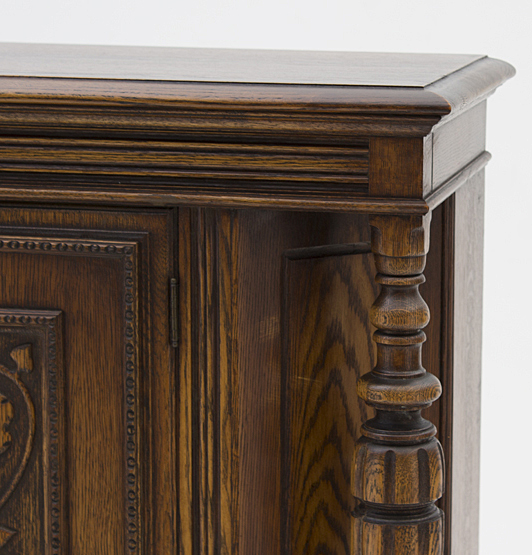 Vintage Jacobean Style Oak Tall Buffet by Bernhardt Furniture