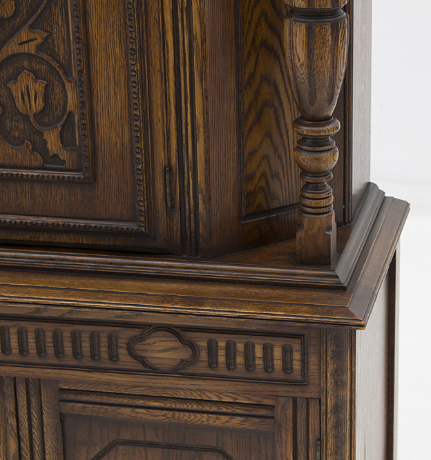 Vintage Jacobean Style Oak Tall Buffet by Bernhardt Furniture