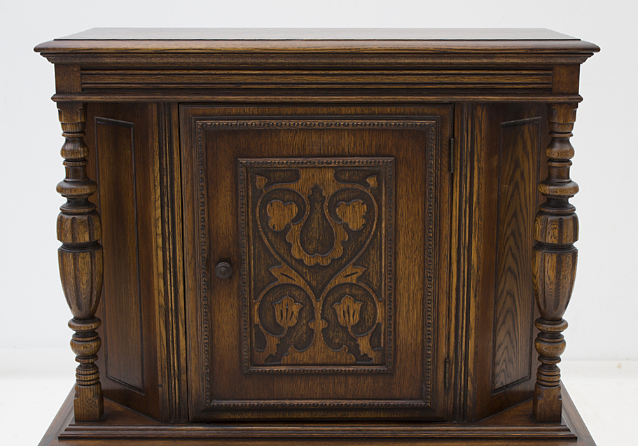 Vintage Jacobean Style Oak Tall Buffet by Bernhardt Furniture