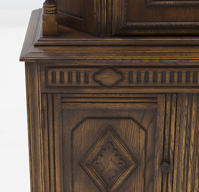 Vintage Jacobean Style Oak Tall Buffet by Bernhardt Furniture