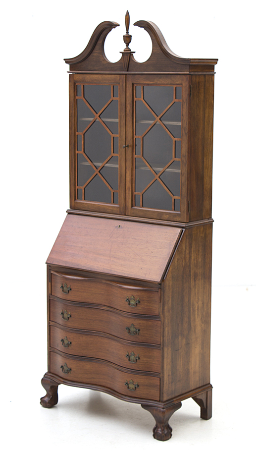 Vintage Mahogany Chippendale Style Secretary Desk