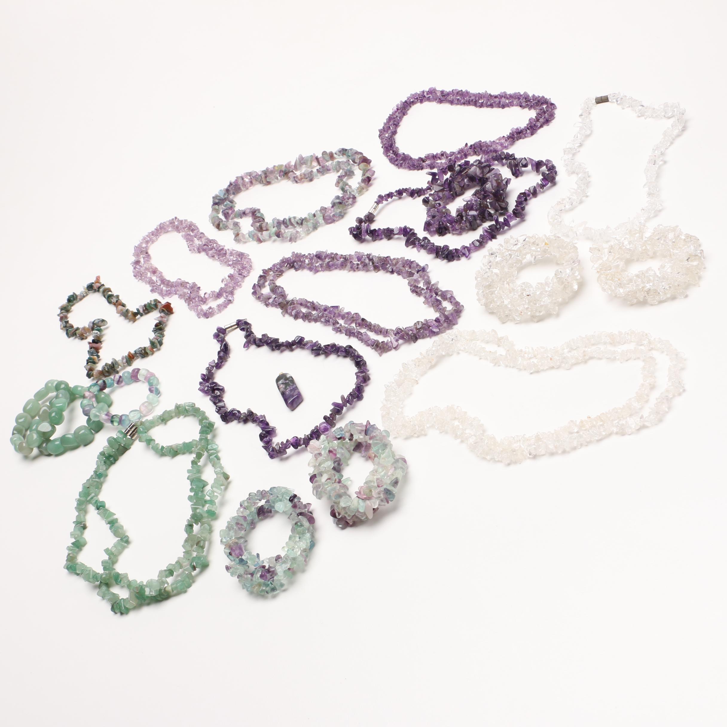 Quartz Jewelry Including Necklaces, Bracelets and Pendant