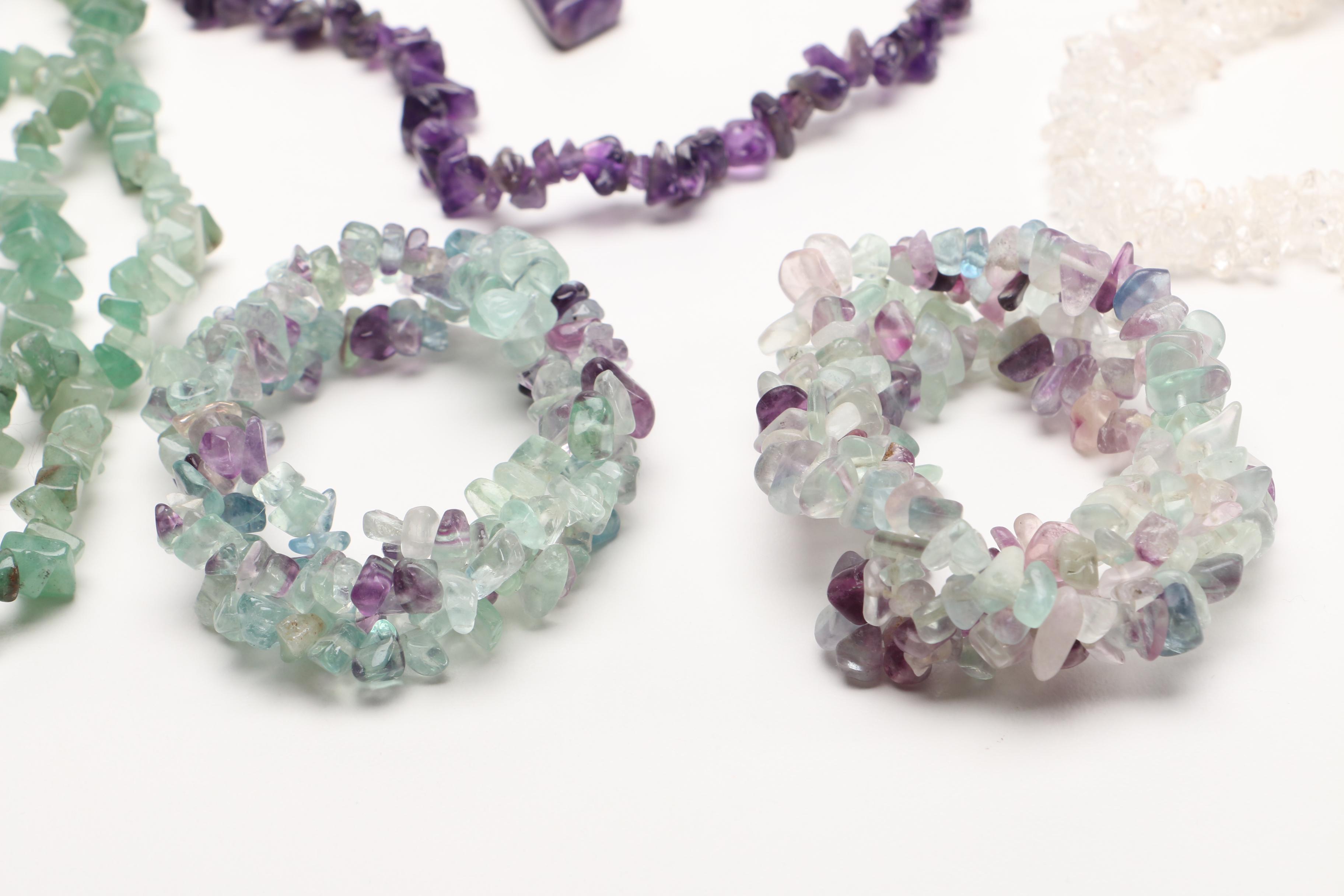 Quartz Jewelry Including Necklaces, Bracelets and Pendant