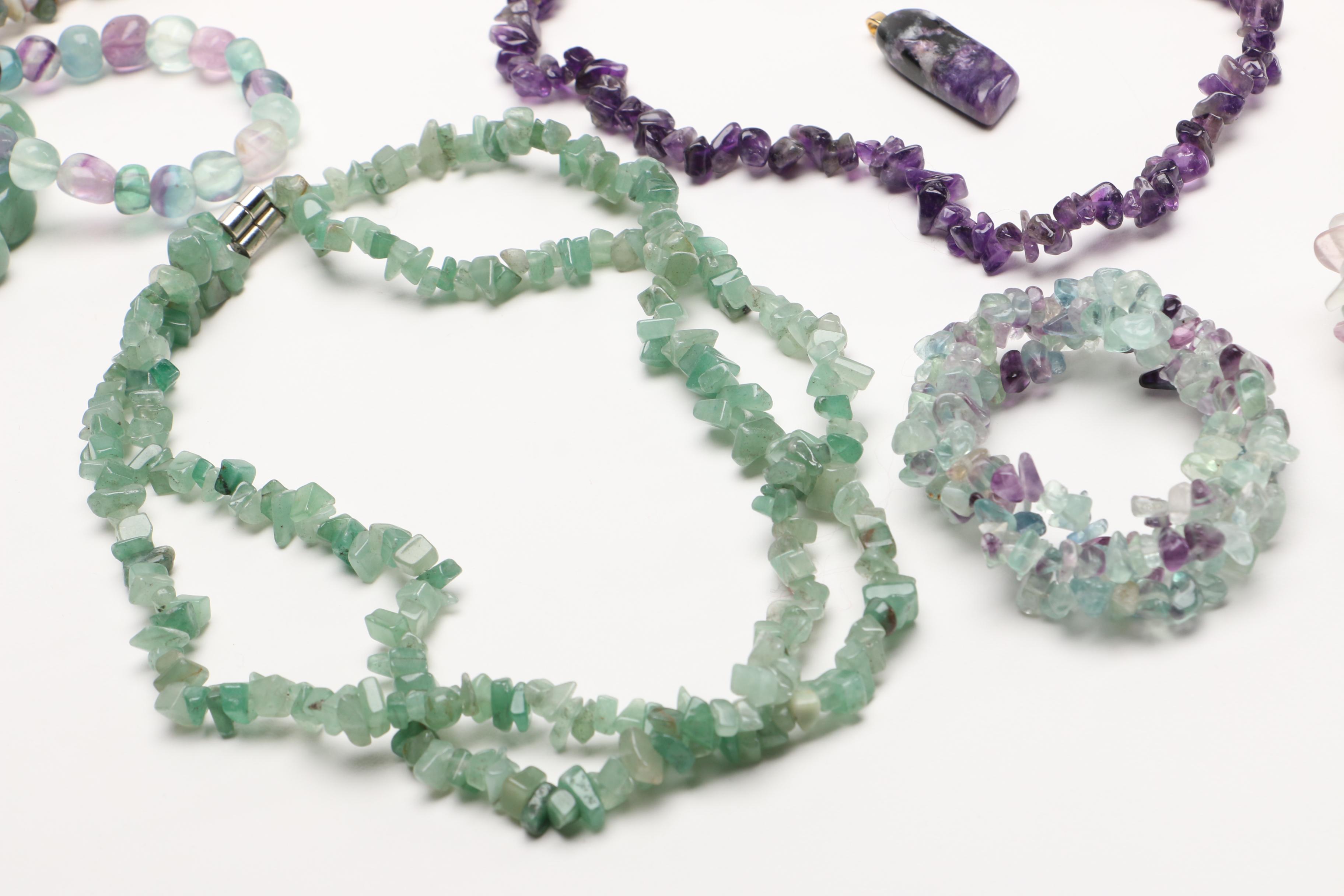 Quartz Jewelry Including Necklaces, Bracelets and Pendant