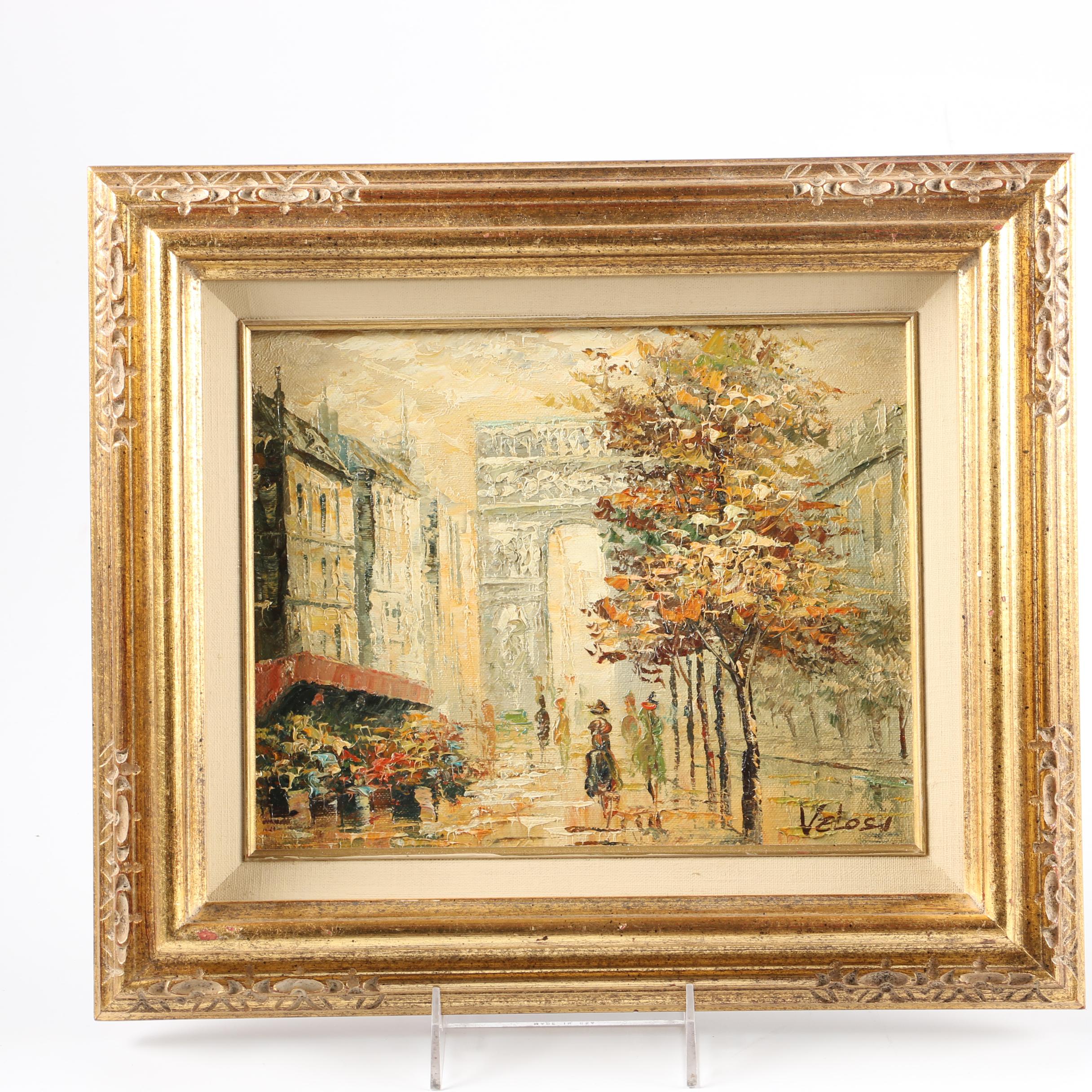 Villanova and Velosi Oil on Canvas Cityscape Paintings