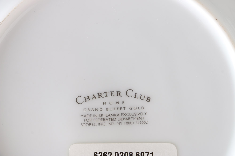 Charter Club "Grand Buffet Gold" Porcelain Dish Set