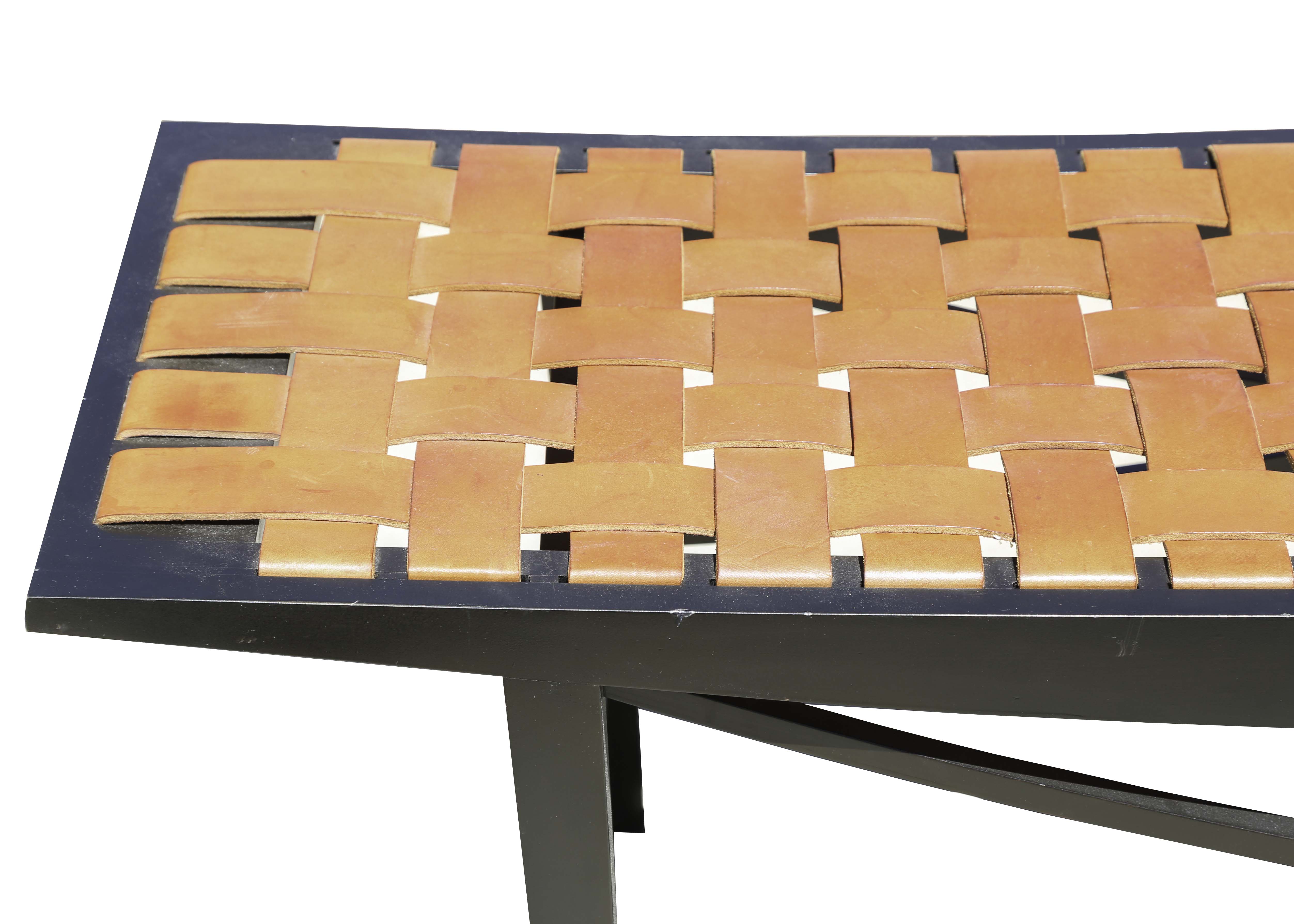 Modern Wood and Leather Bench