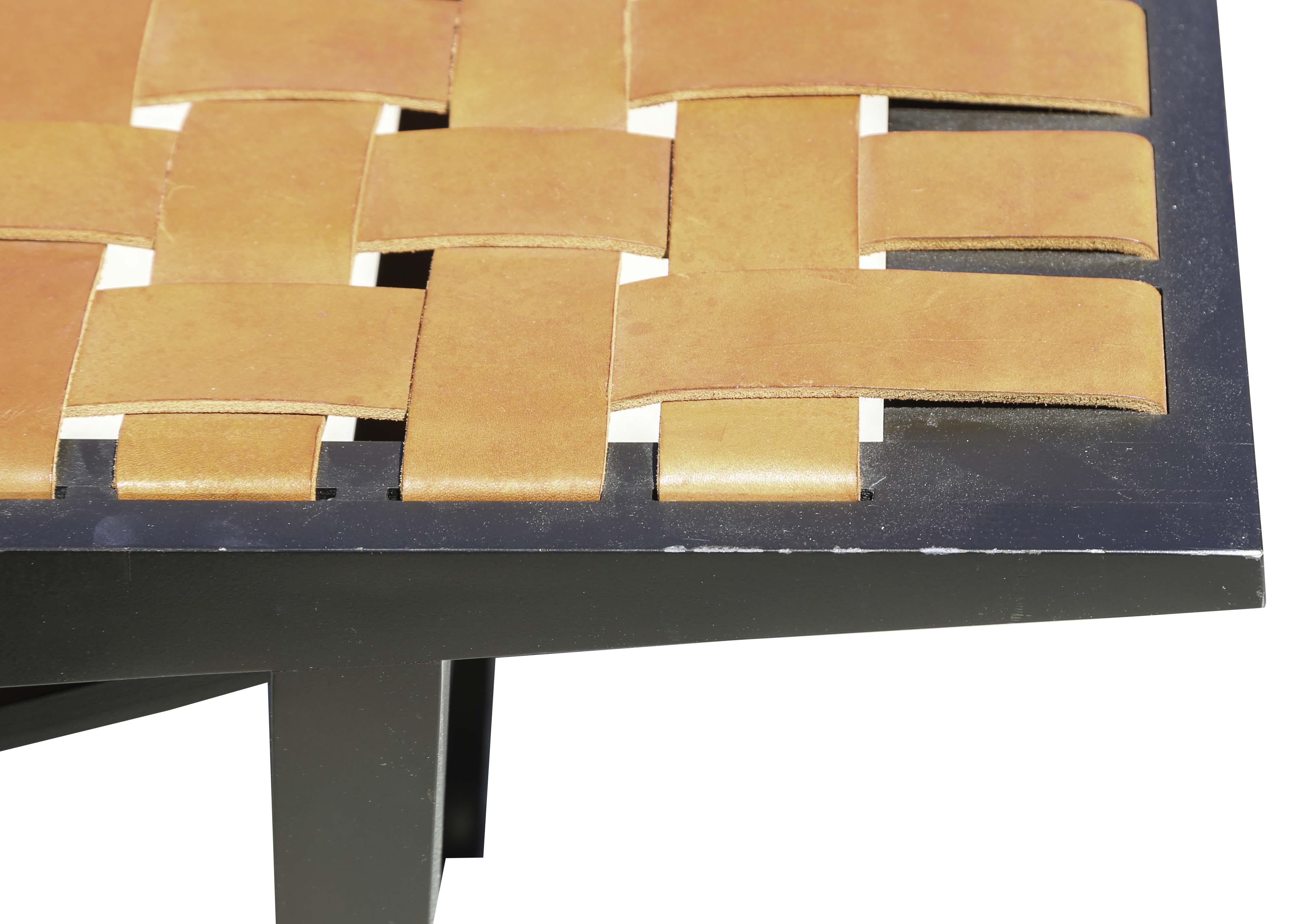 Modern Wood and Leather Bench