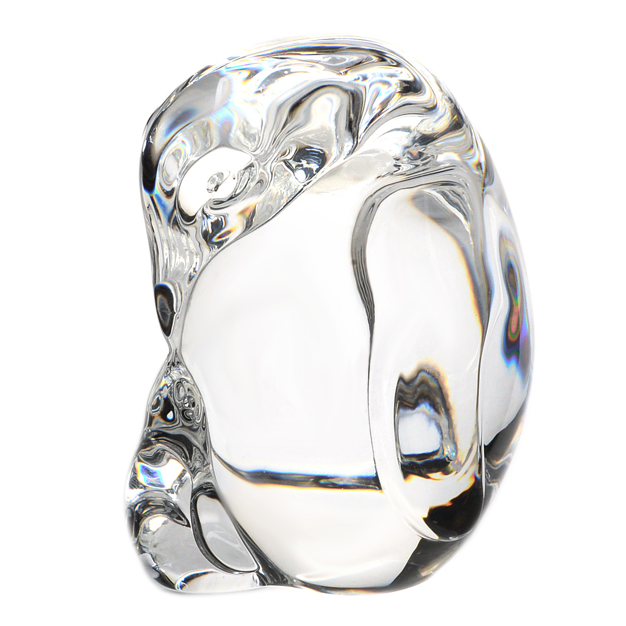 Steuben Crystal Penguin Parent and Child Hand Cooler Figurine