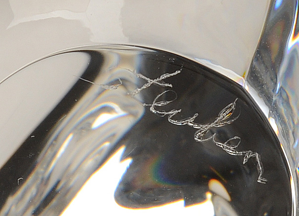 Steuben Crystal Penguin Parent and Child Hand Cooler Figurine