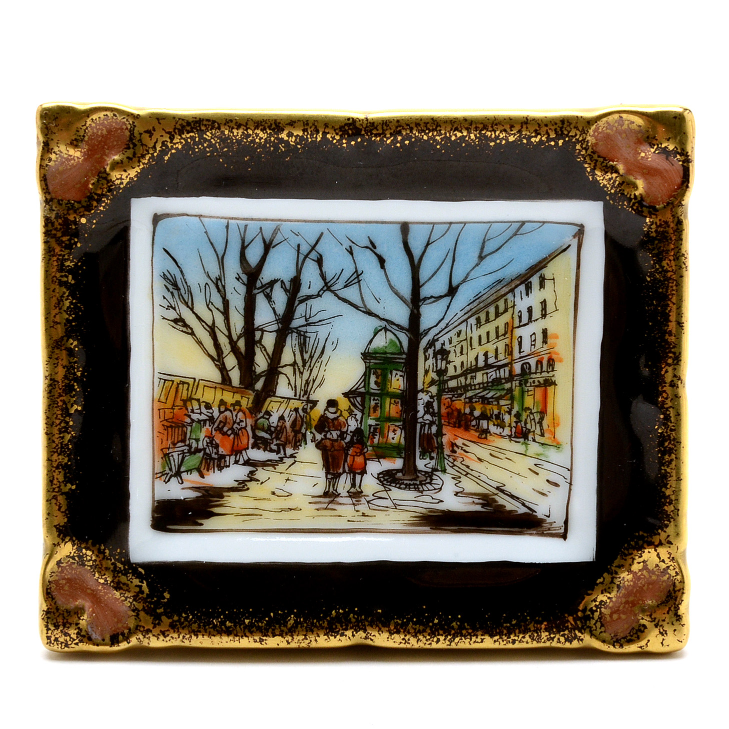Limoges Parisian Street Scene Trinket Box