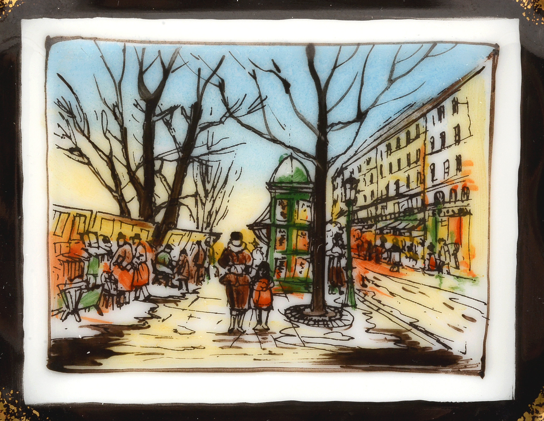 Limoges Parisian Street Scene Trinket Box