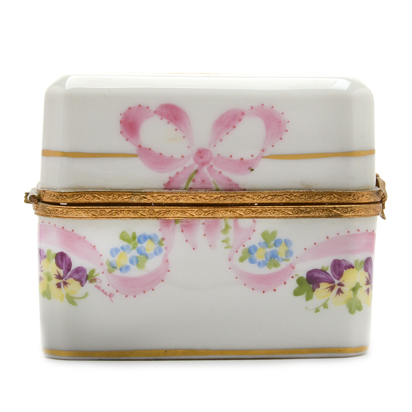 Limoges Porcelain Trinket Box with Scent Bottles