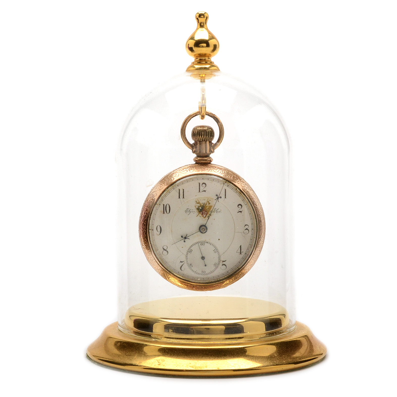 Antique Elgin Gold Filled Pocket Watch with Glass Dome