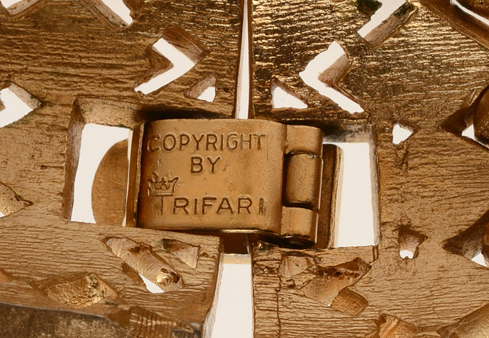 Crown Trifari Group of Three Bracelets, Necklace and Brooch