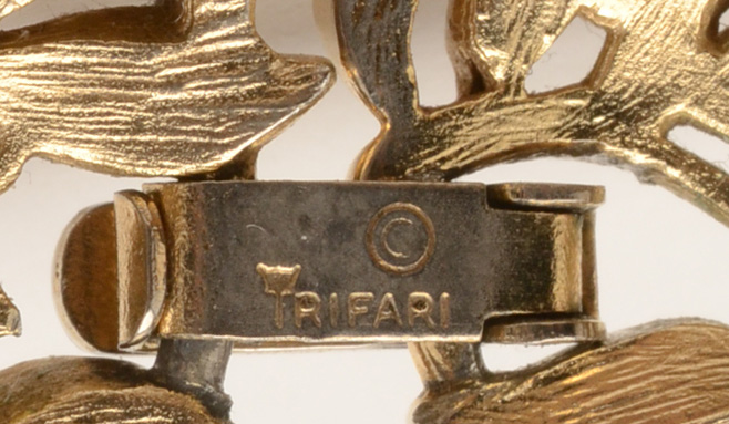 Crown Trifari Group of Three Bracelets, Necklace and Brooch