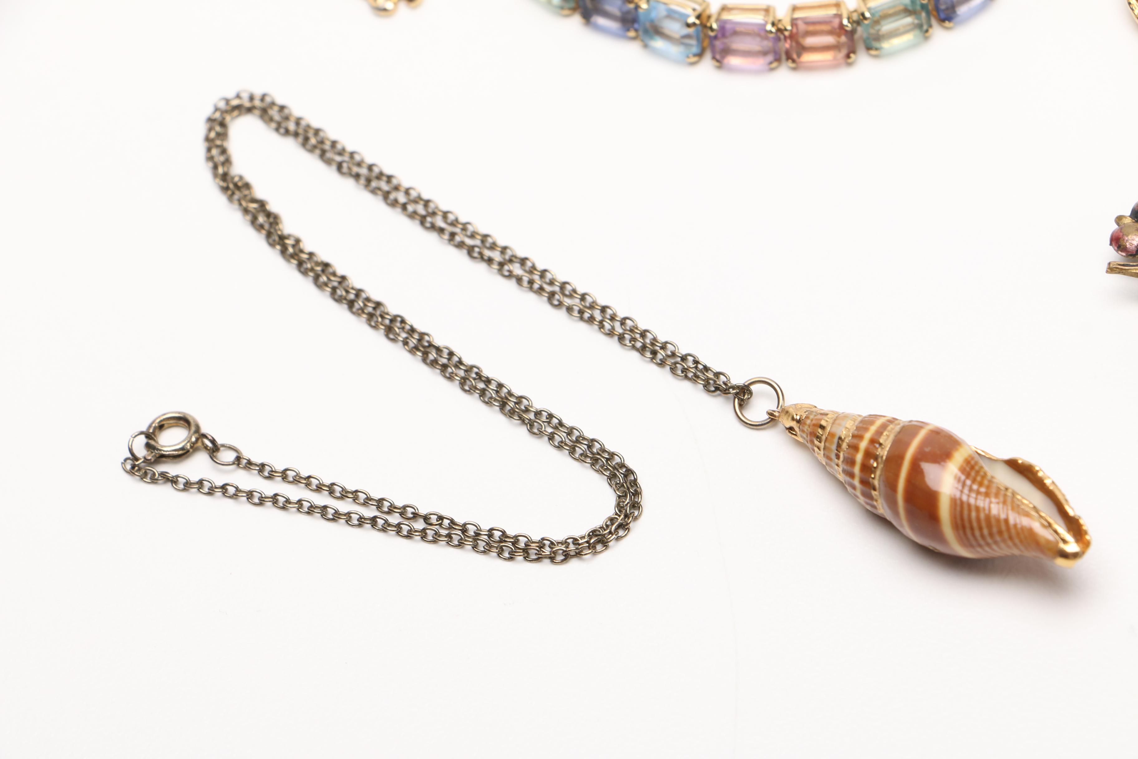 Costume Jewelry Including Damascene Style Guitar Brooch