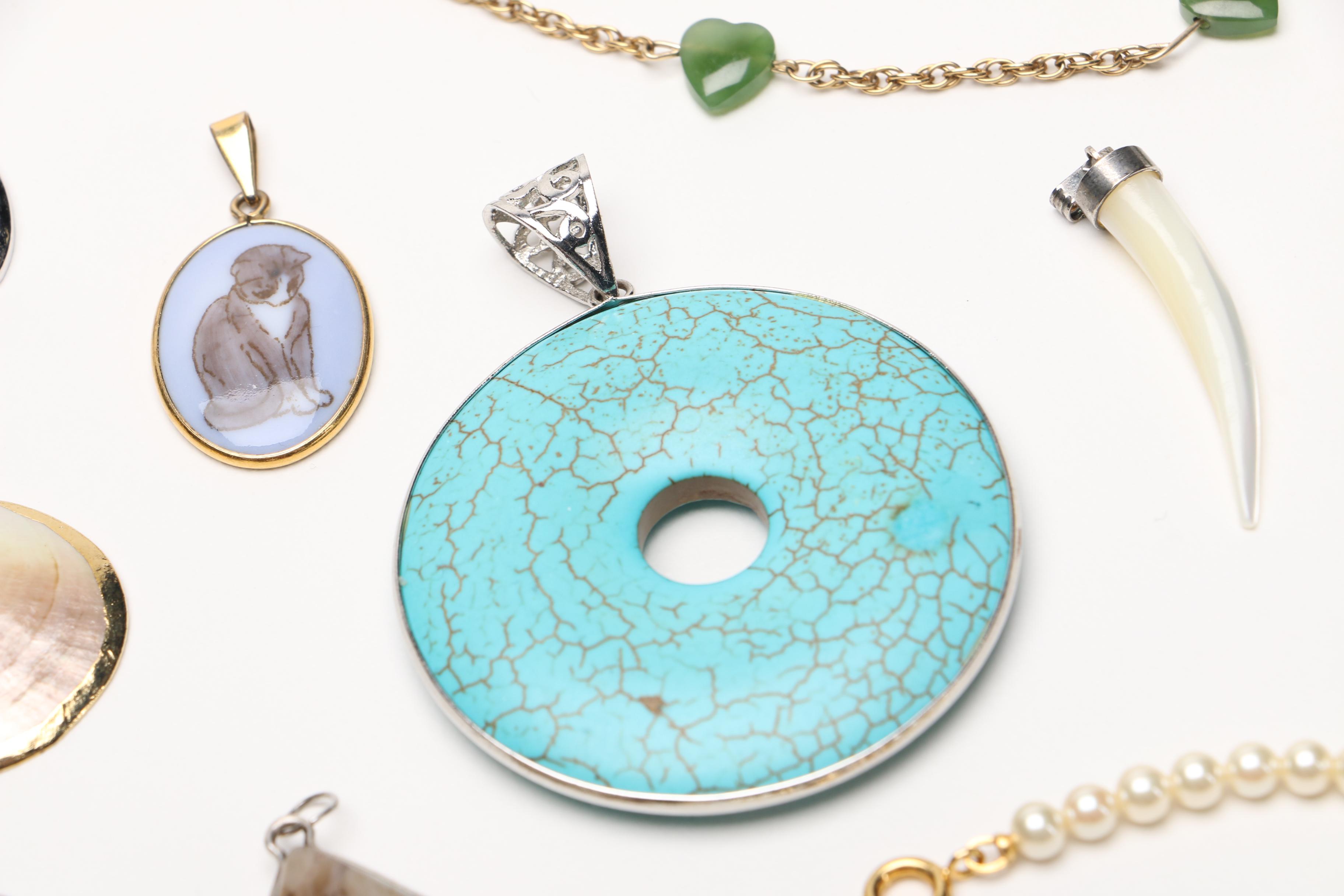 Costume Jewelry Including Damascene Style Guitar Brooch