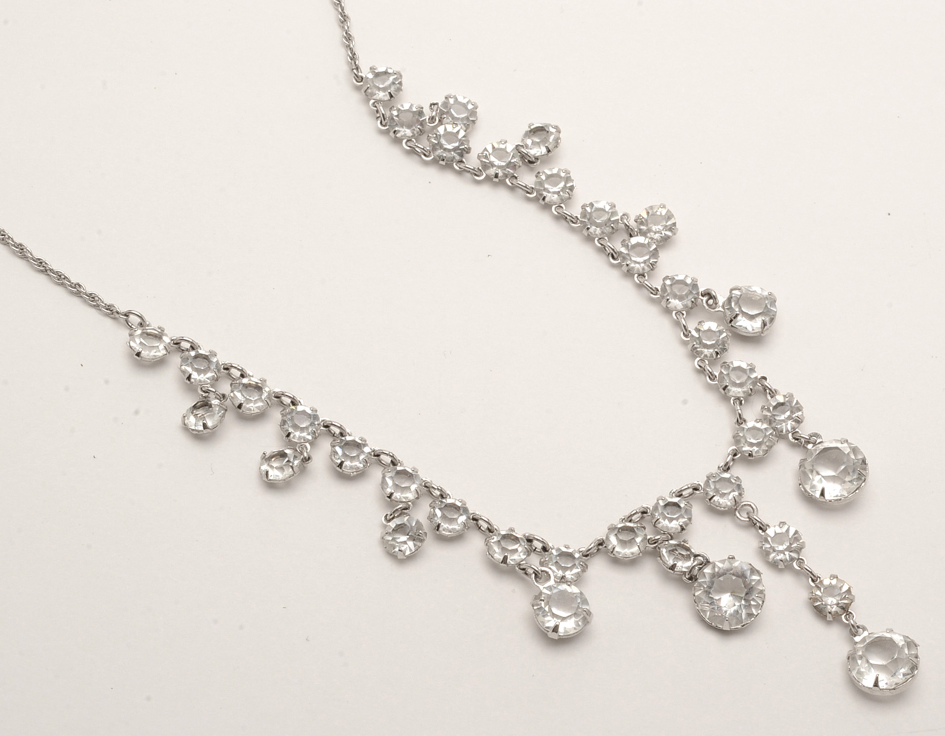 Vintage Gold Filled Brooches and Crystal Drop Necklace