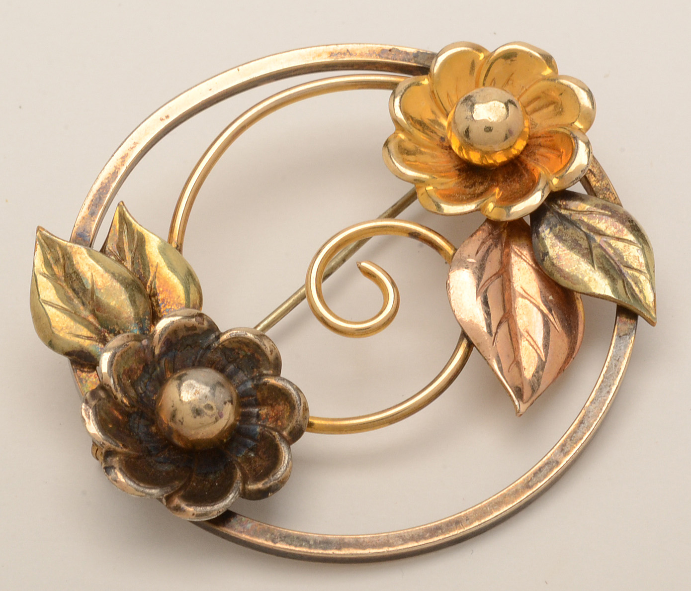 Vintage Gold Filled Brooches and Crystal Drop Necklace