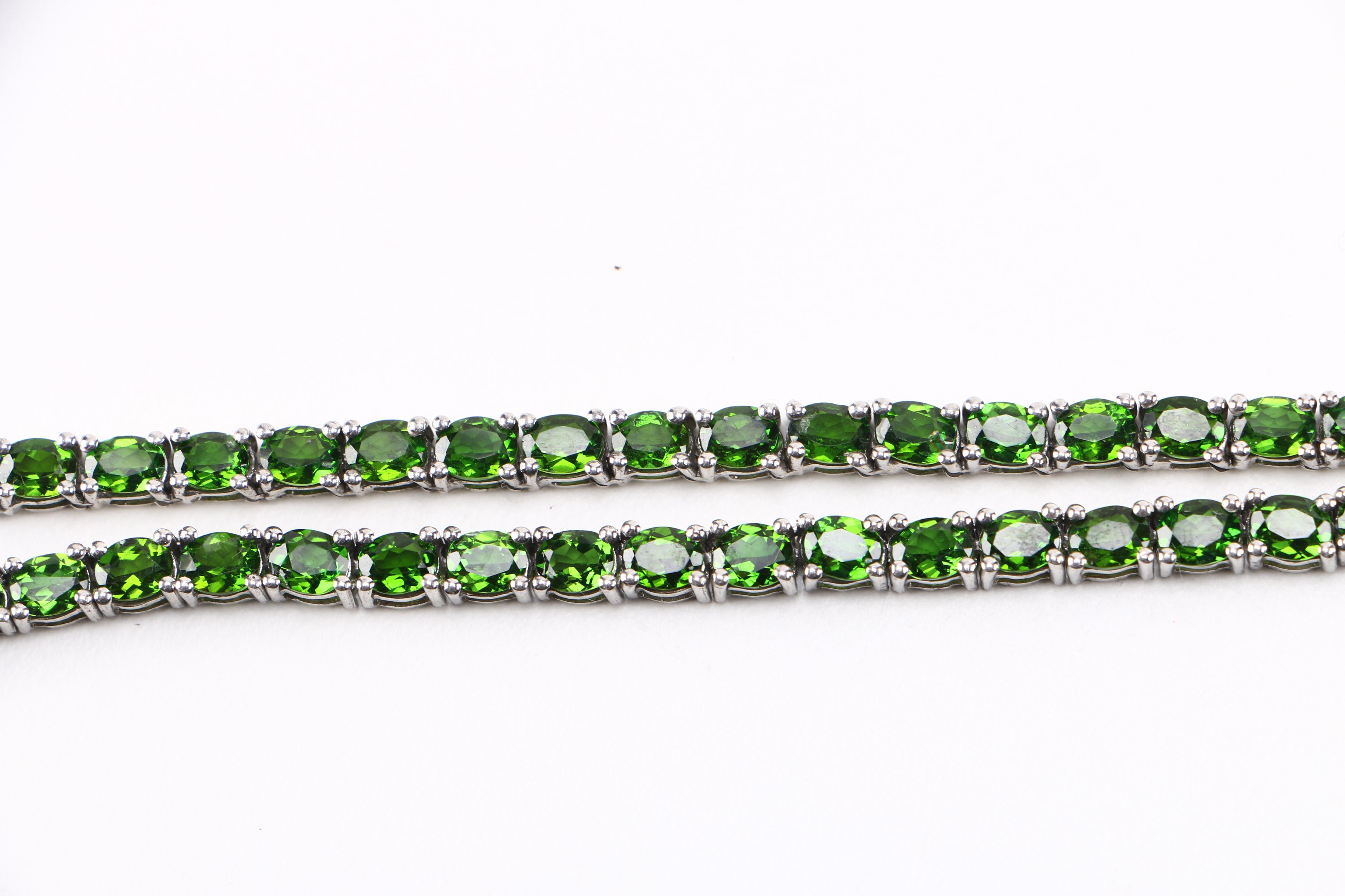 Sterling Diopside Necklace and Bracelets