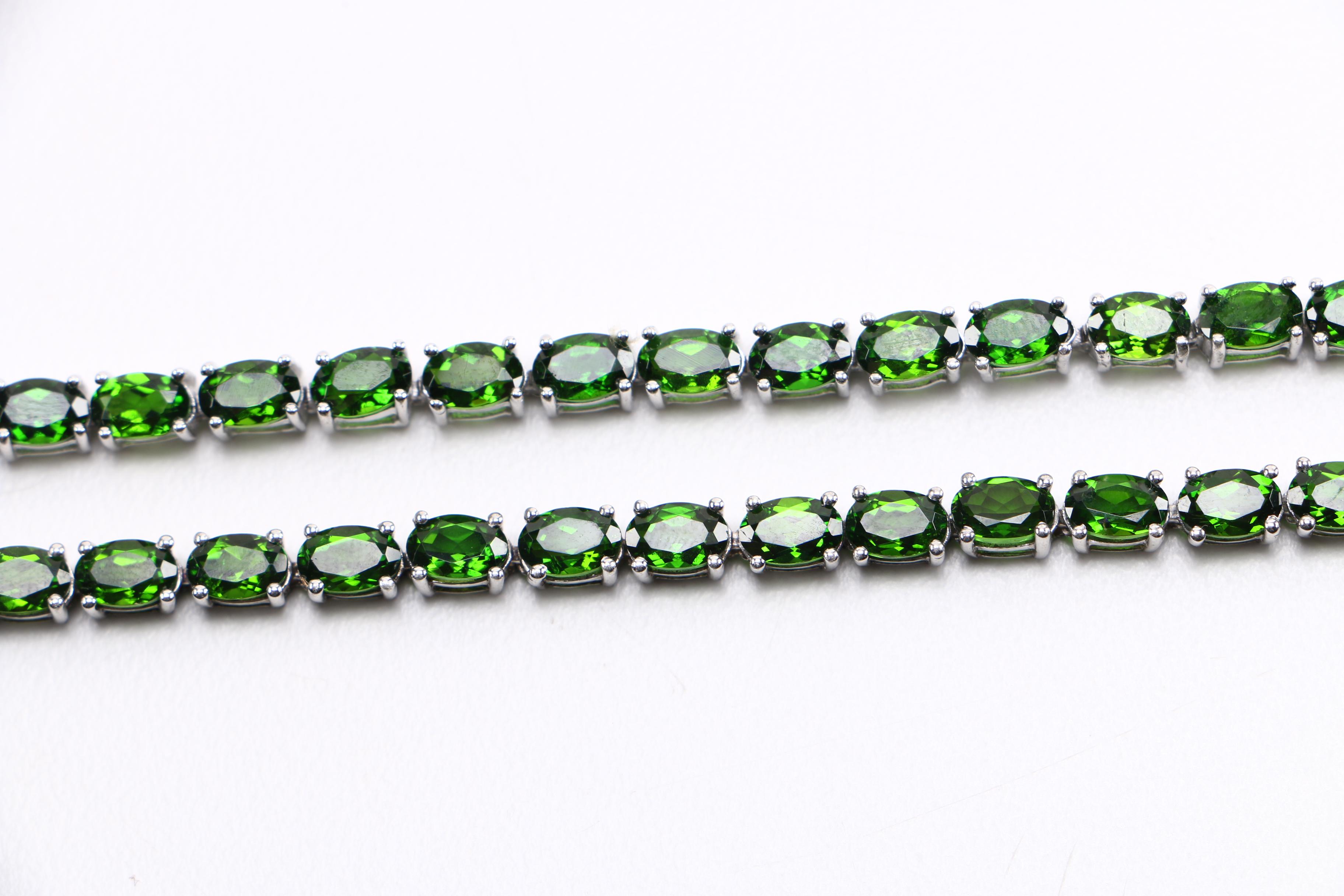 Sterling Diopside Necklace and Bracelets