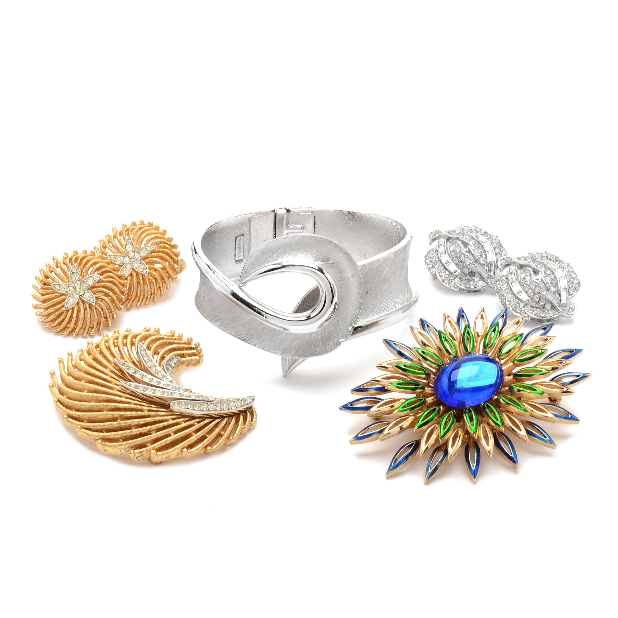 Vintage Crown Trifari Enamel, Filigree, and Crystal Jewelry