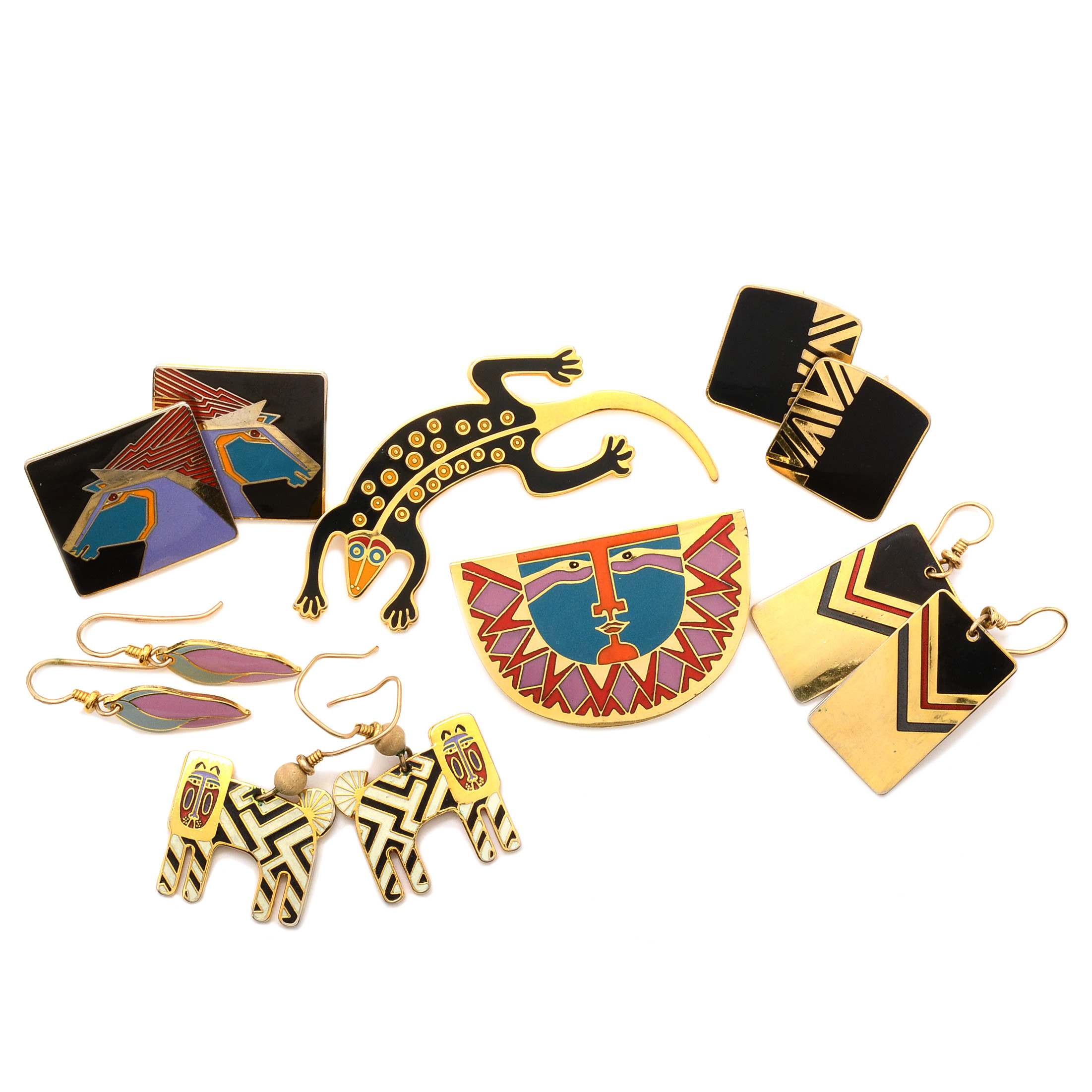 Laurel Burch Enameled Earrings and Brooches