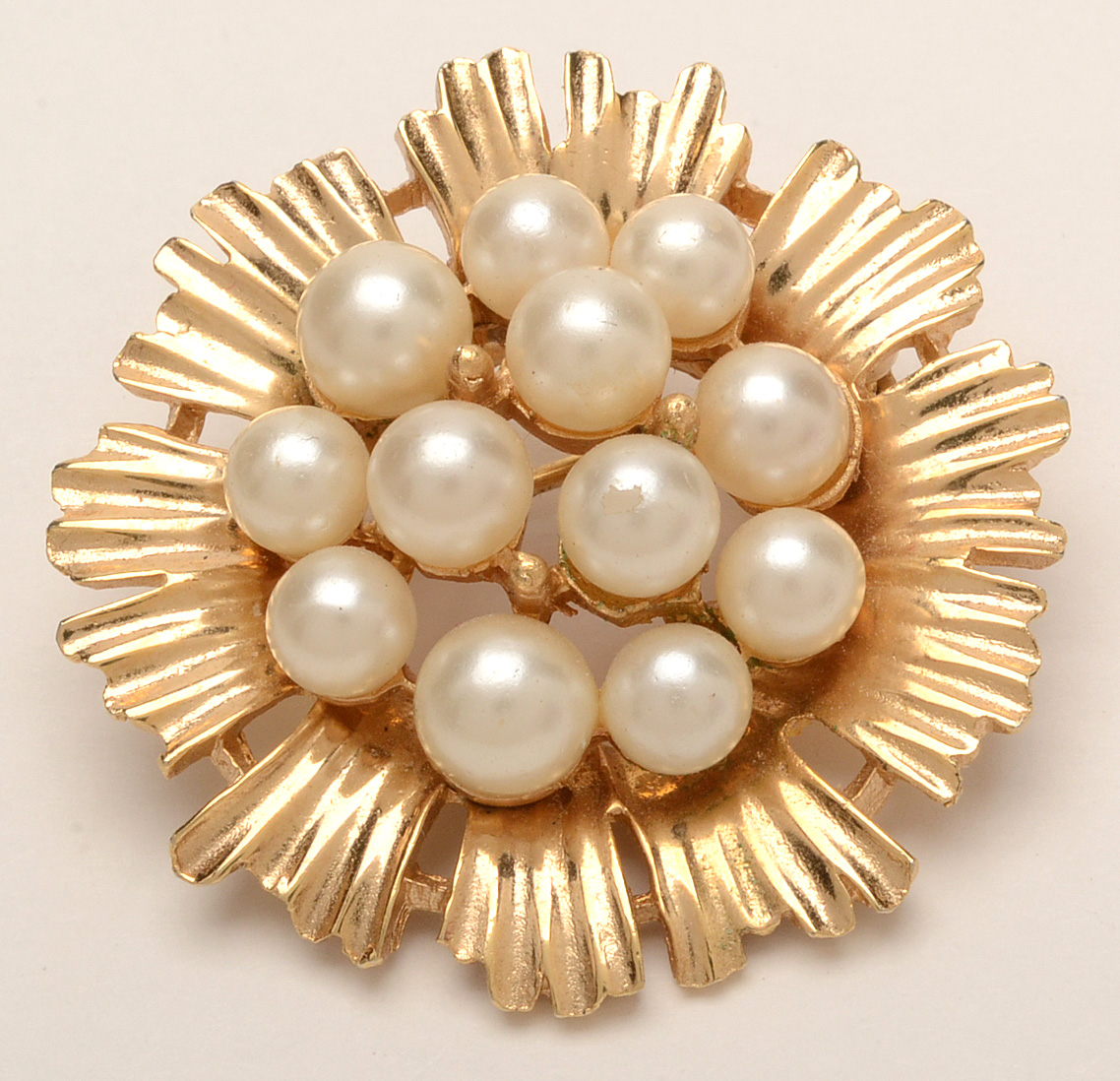 Vintage Crown Trifari Faux Pearl Gold Tone Jewelry