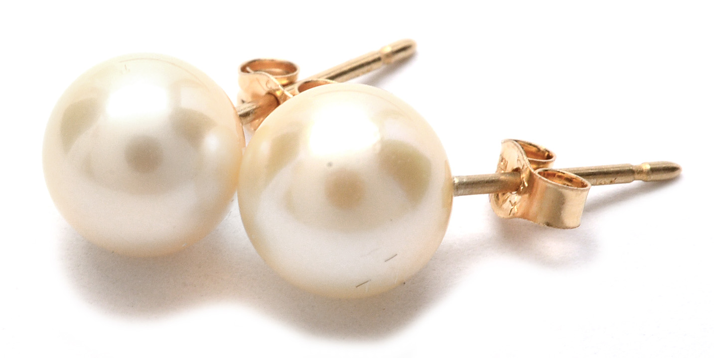 14K Yellow Gold Pearl Necklace, Bracelet and Earring Ensemble