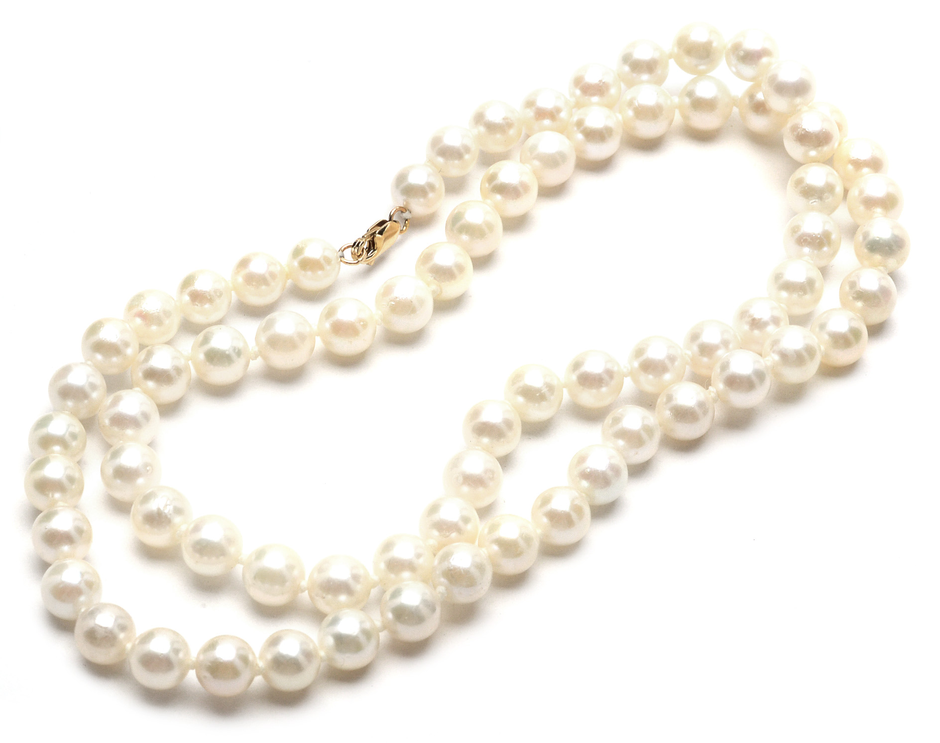 14K Yellow Gold Pearl Necklace, Bracelet and Earring Suite