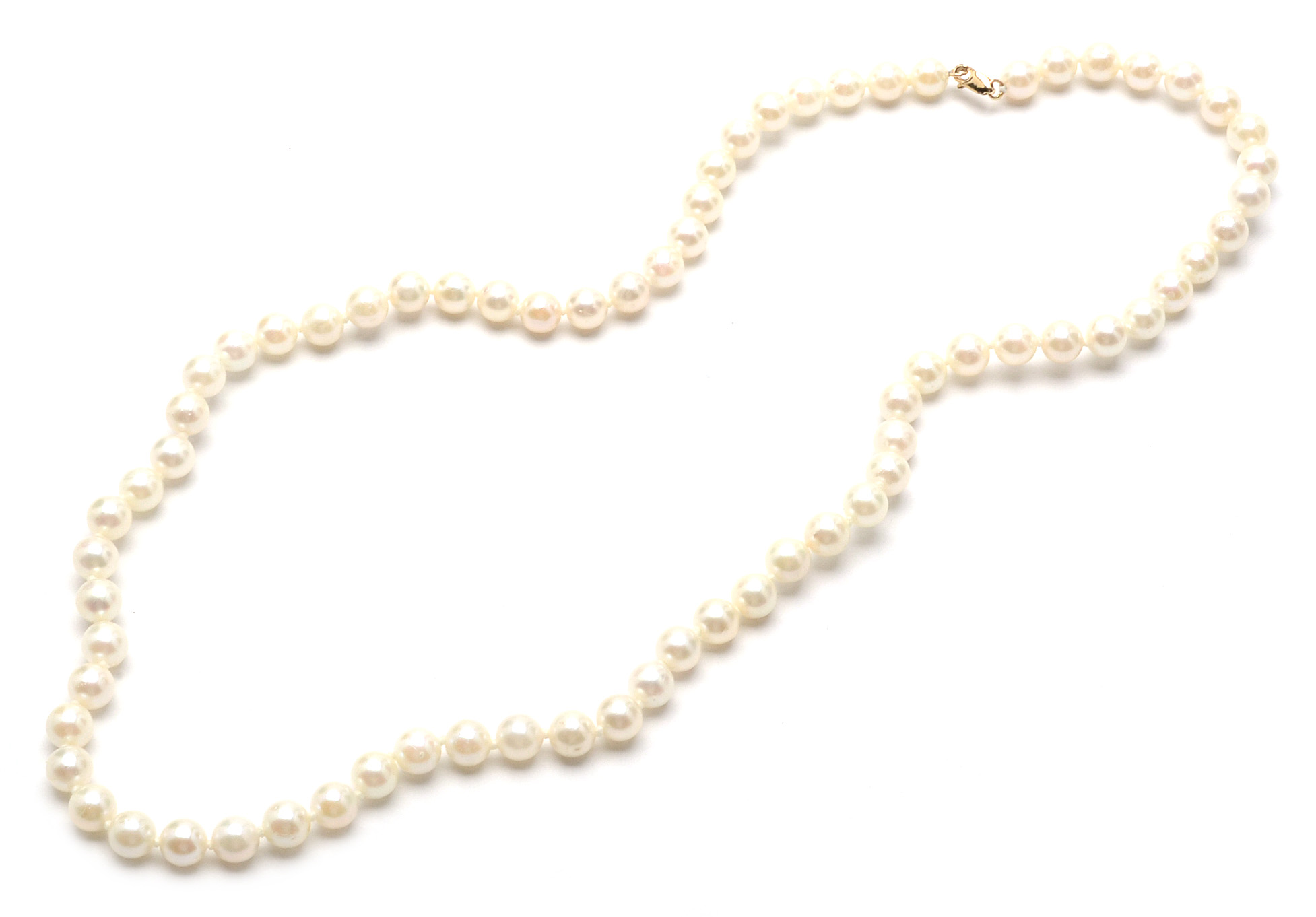 14K Yellow Gold Pearl Necklace, Bracelet and Earring Suite