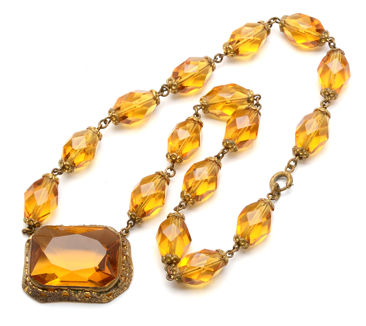 Miracle Scottish Style Brooch and Czech Amber Glass Necklace