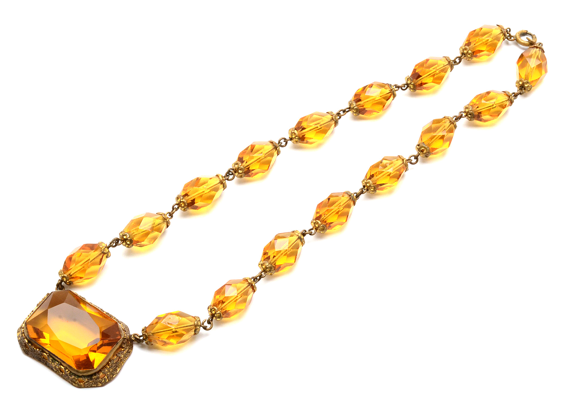 Miracle Scottish Style Brooch and Czech Amber Glass Necklace