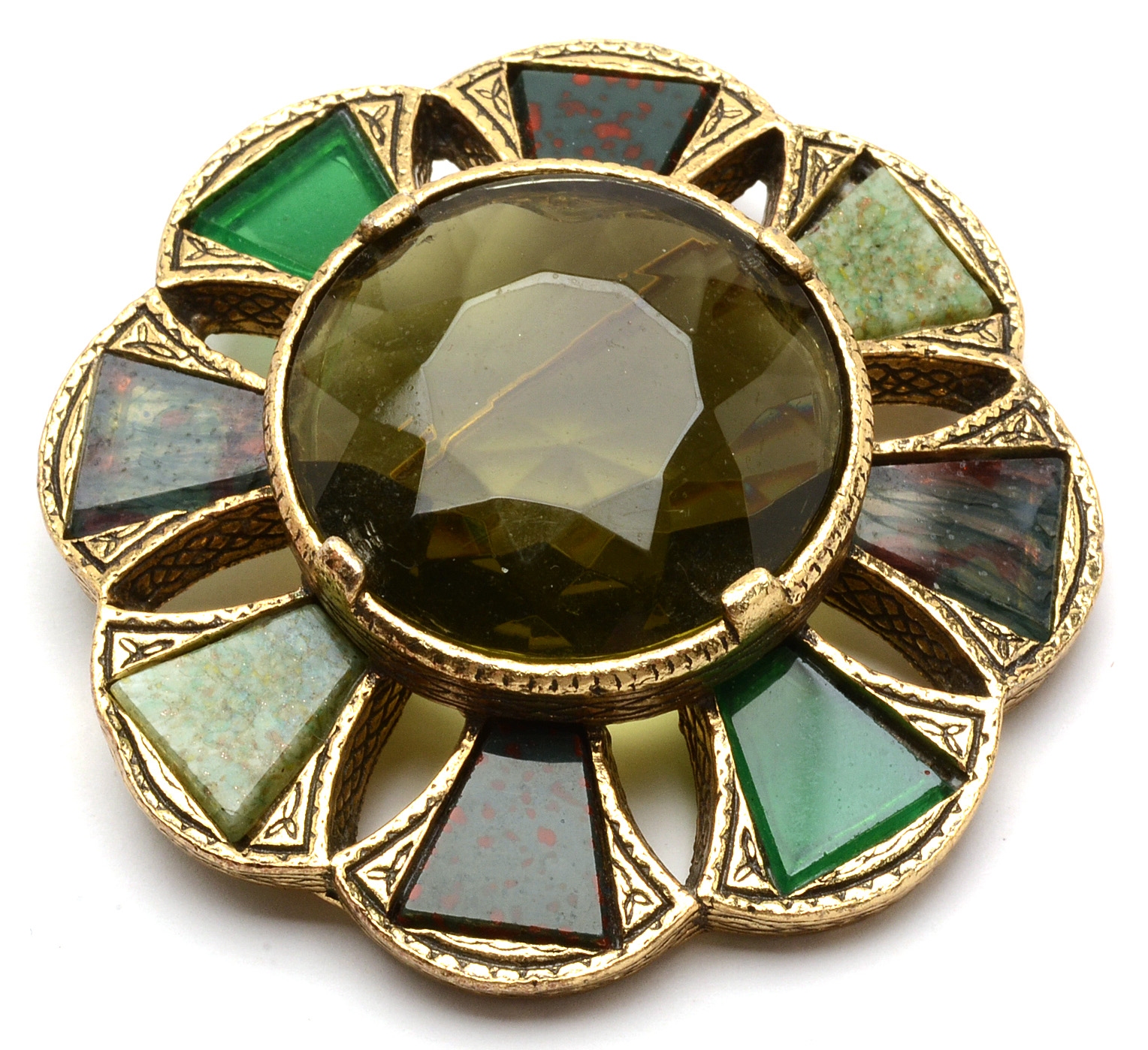 Miracle Scottish Style Brooch and Czech Amber Glass Necklace