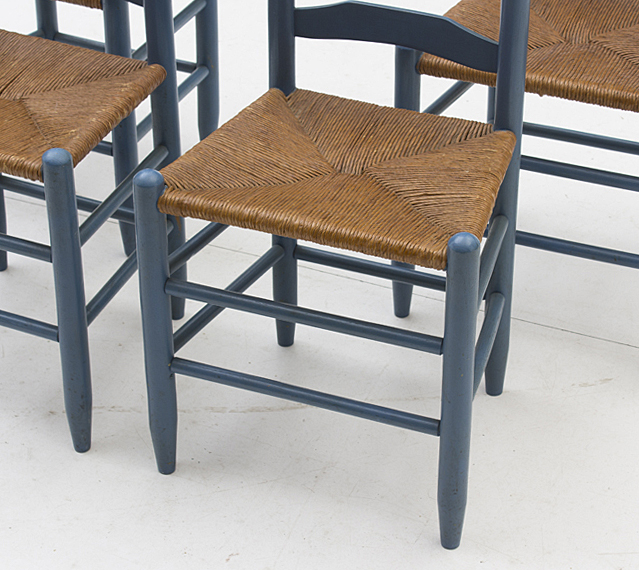 Set of Vintage Rush Seat Dining Chairs