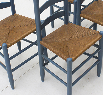 Set of Vintage Rush Seat Dining Chairs