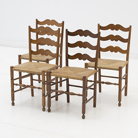 Set of Four Rush Seat Chairs
