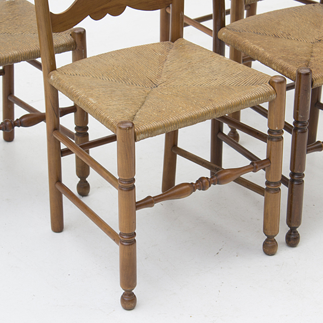 Set of Four Rush Seat Chairs