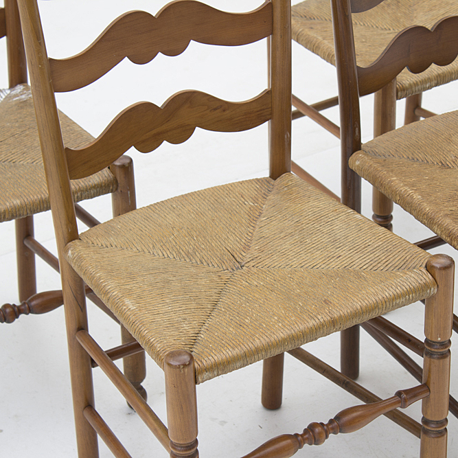 Set of Four Rush Seat Chairs