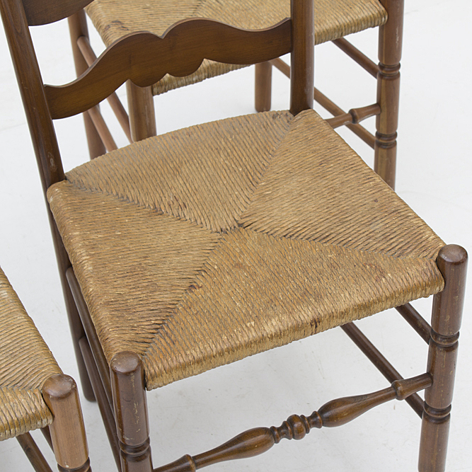 Set of Four Rush Seat Chairs