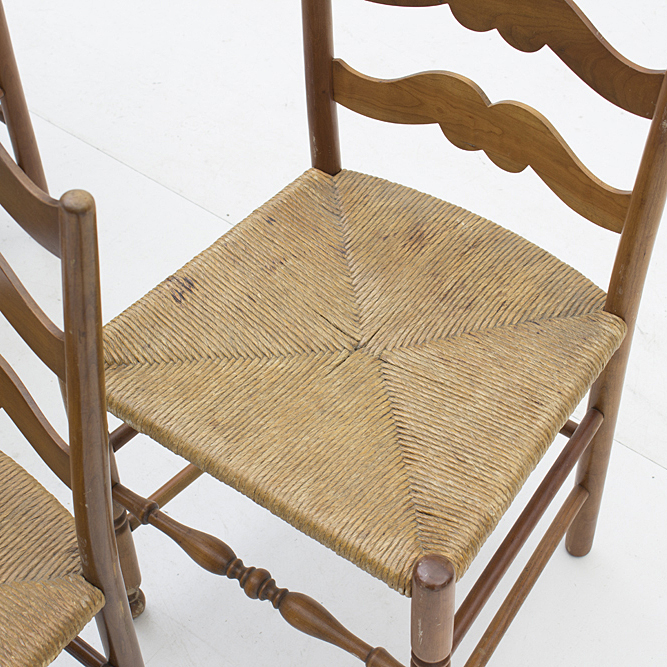 Set of Four Rush Seat Chairs