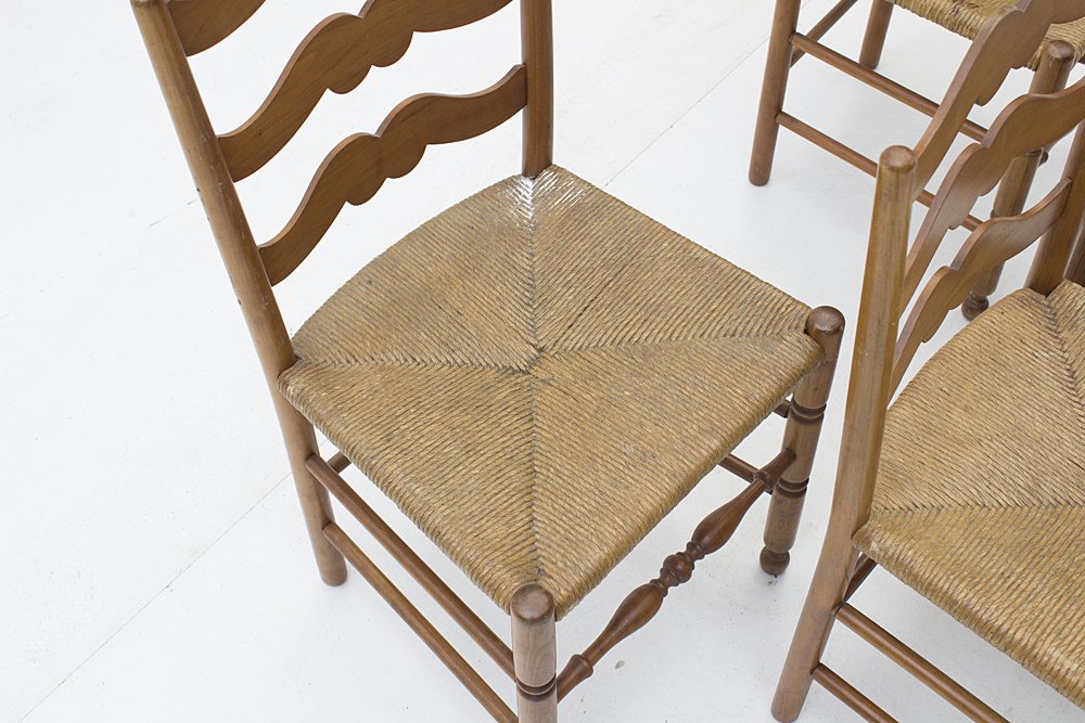 Set of Four Rush Seat Chairs