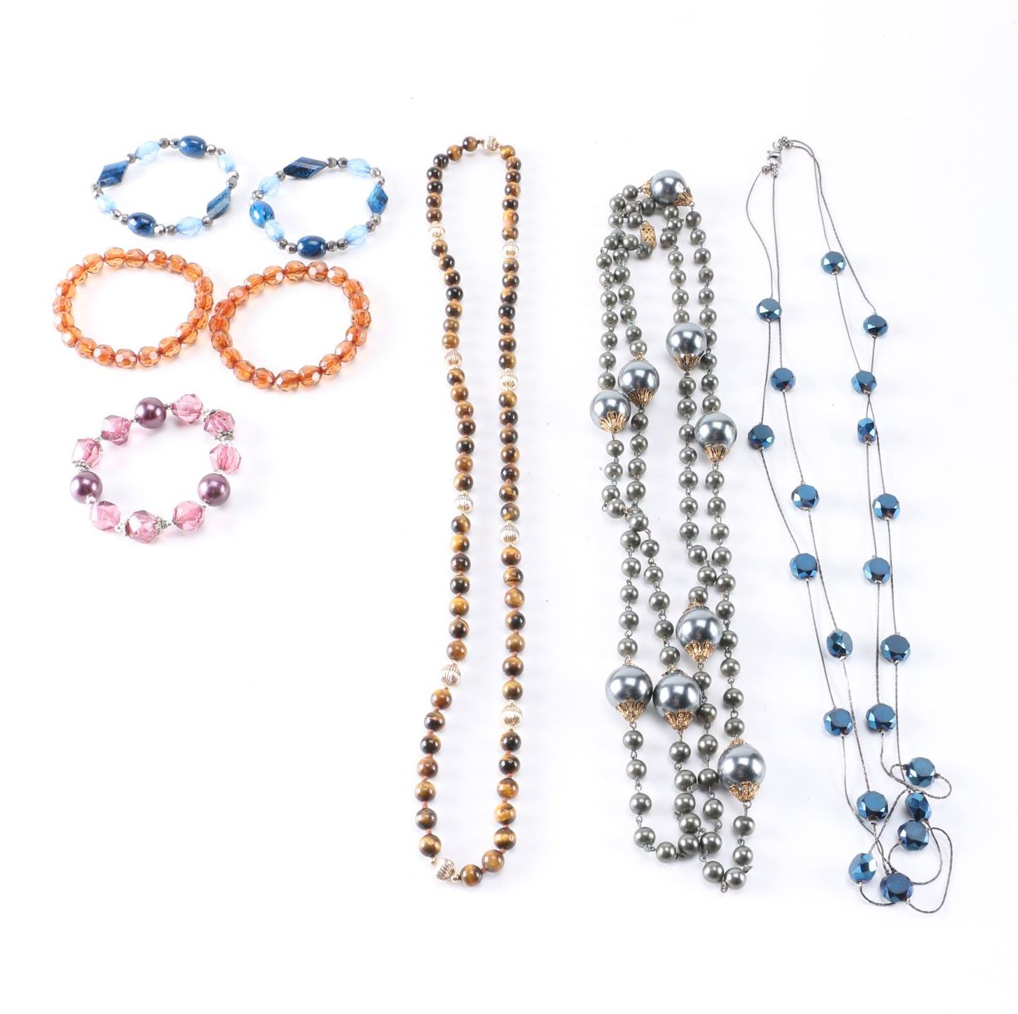 Beaded Costume Jewelry Including Tiger's Eye